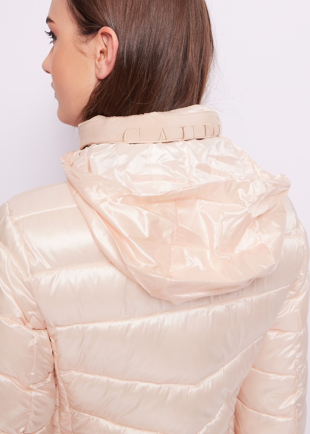 Down jacket in shiny nylon