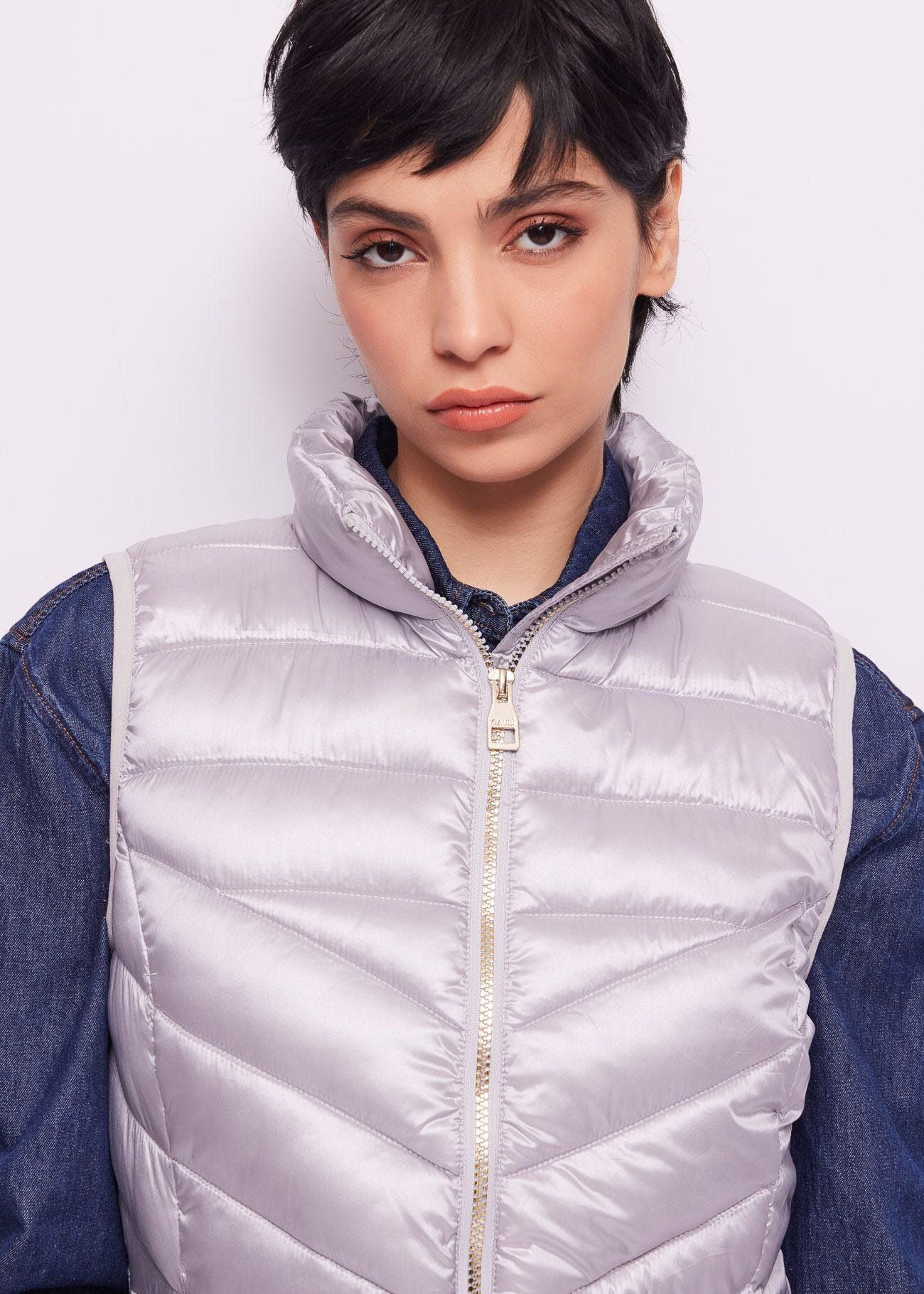 Gilet long rembourré en nylon