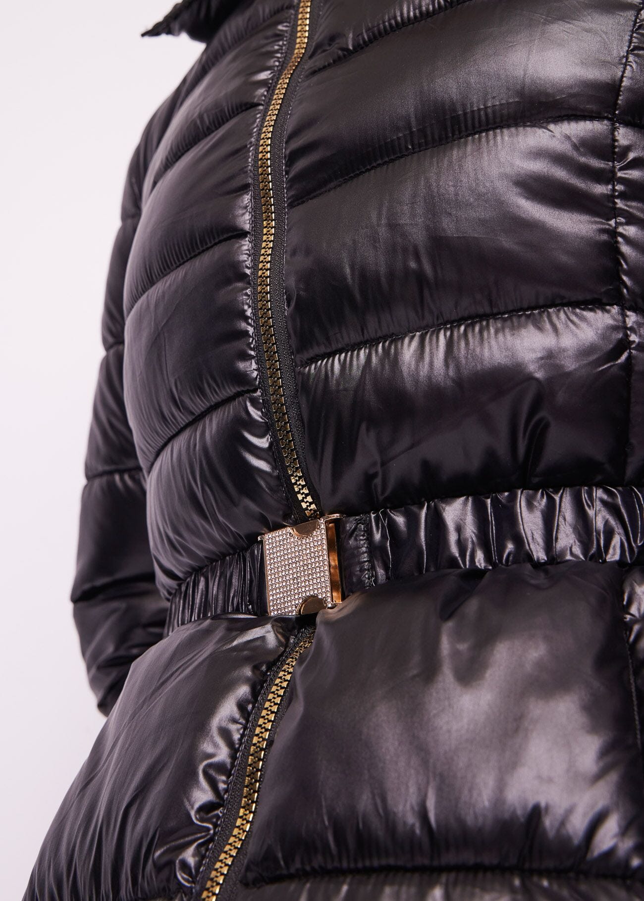 Black nylon down jacket