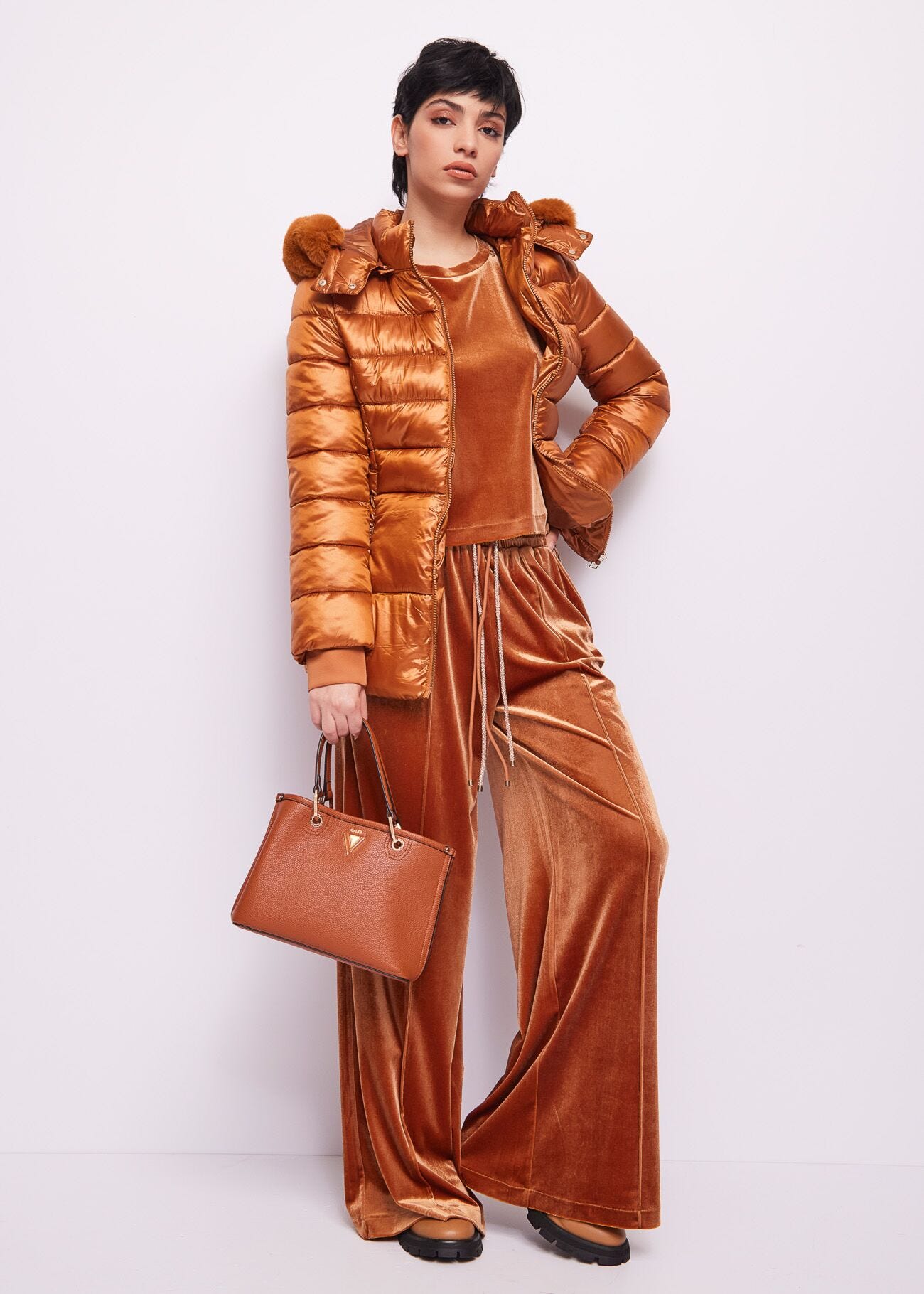 Doudoune marron en nylon