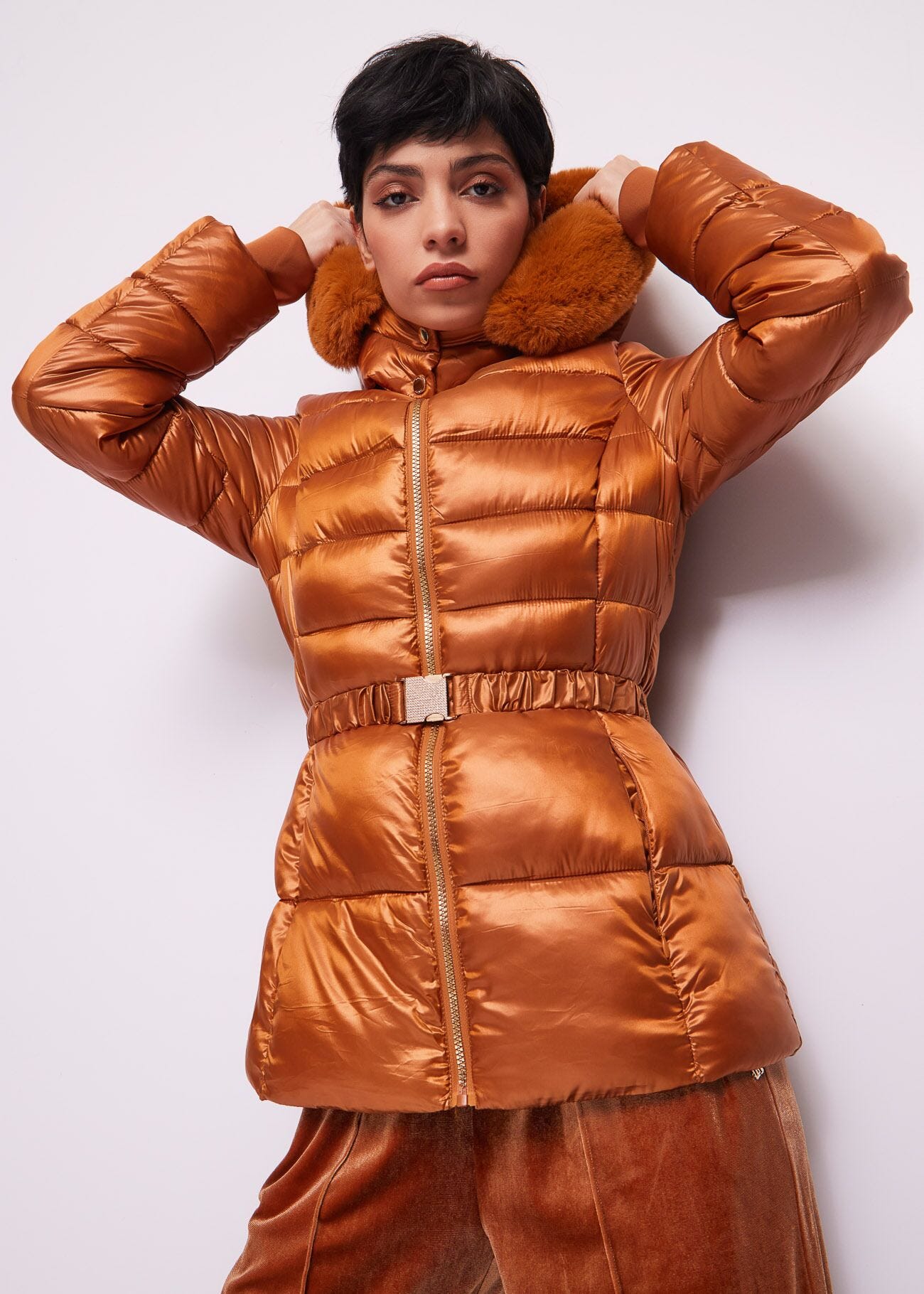 Doudoune marron en nylon