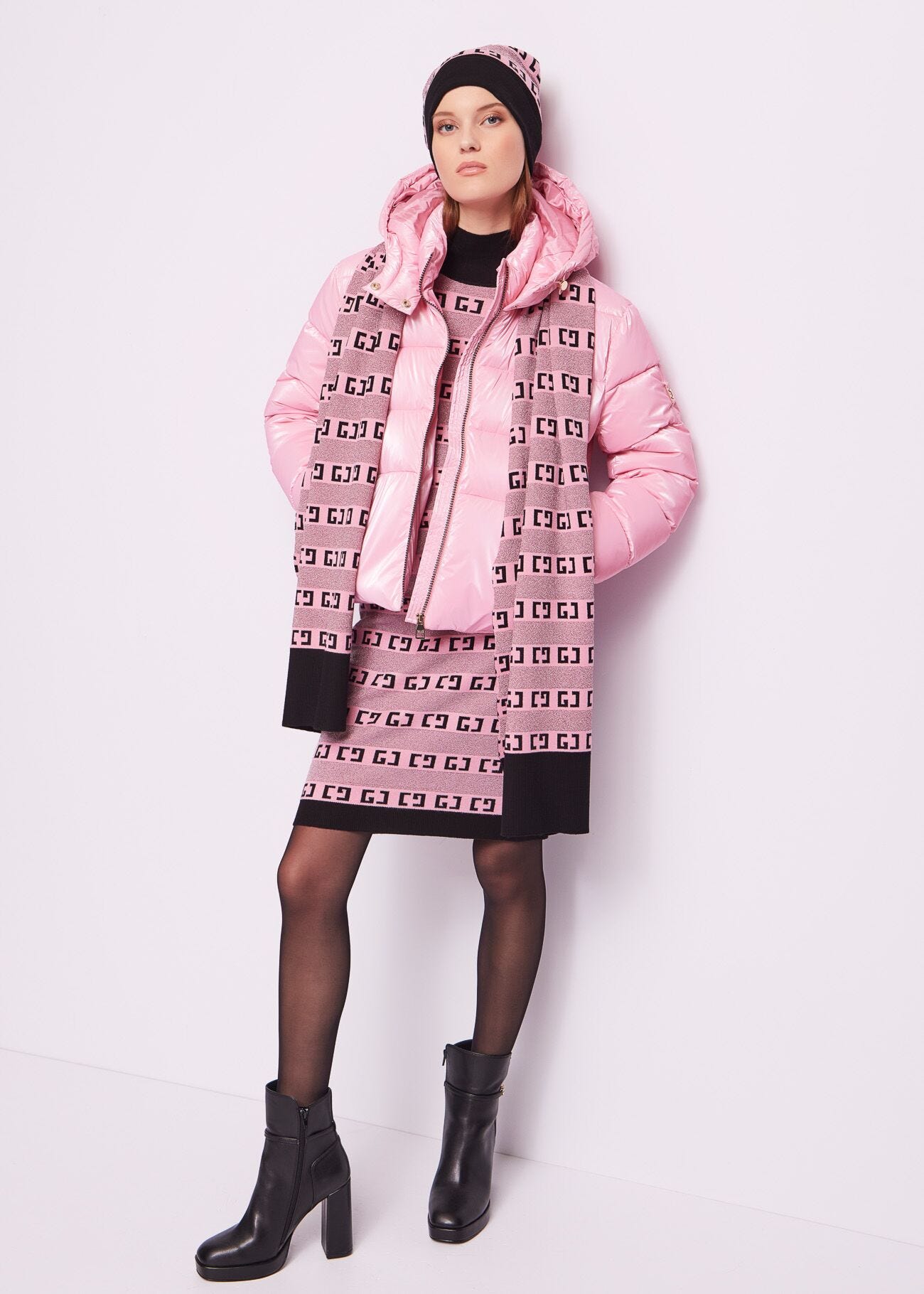 Pink nylon down jacket