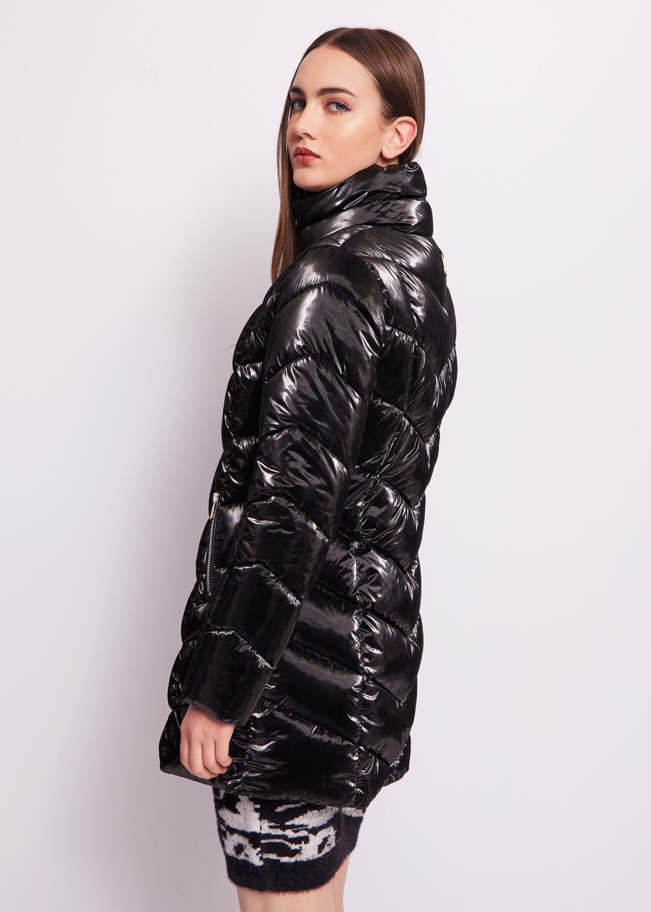 Black nylon down jacket