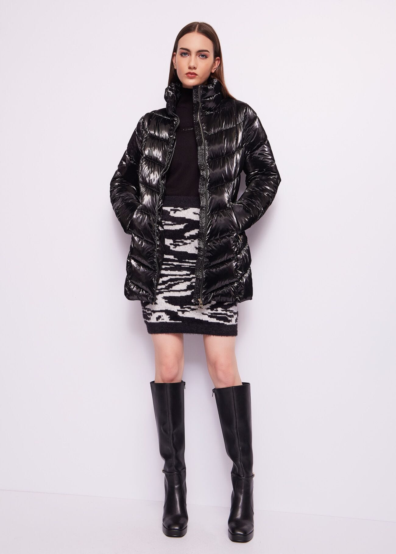 Black nylon down jacket