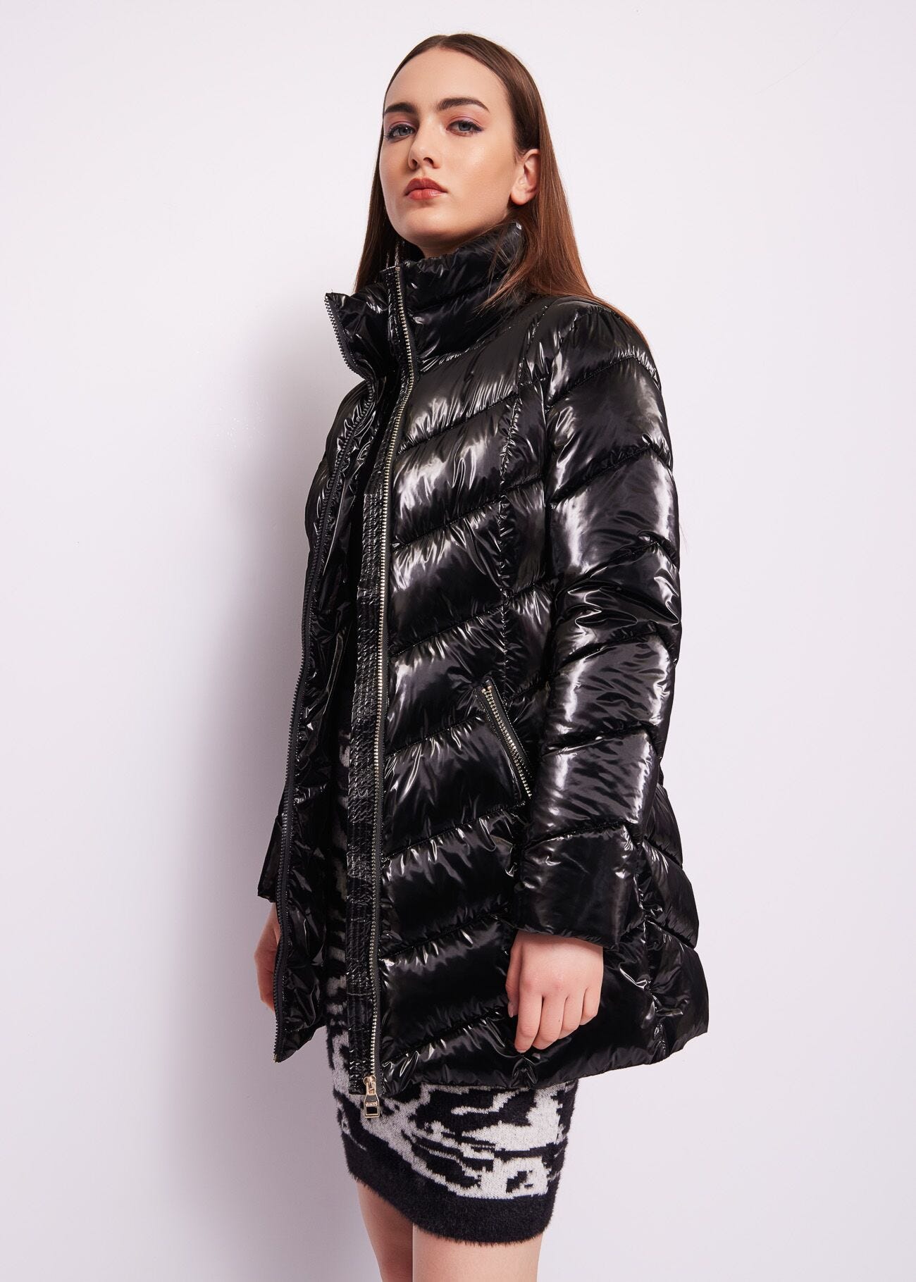Black nylon down jacket