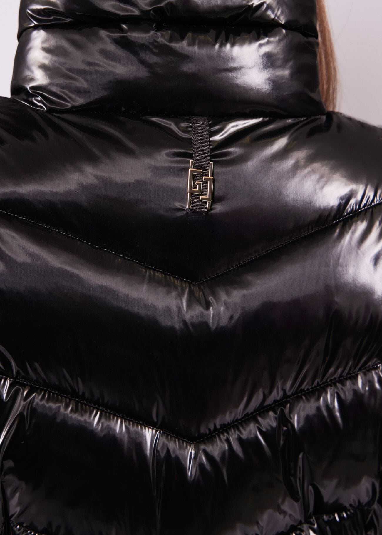 Black nylon down jacket
