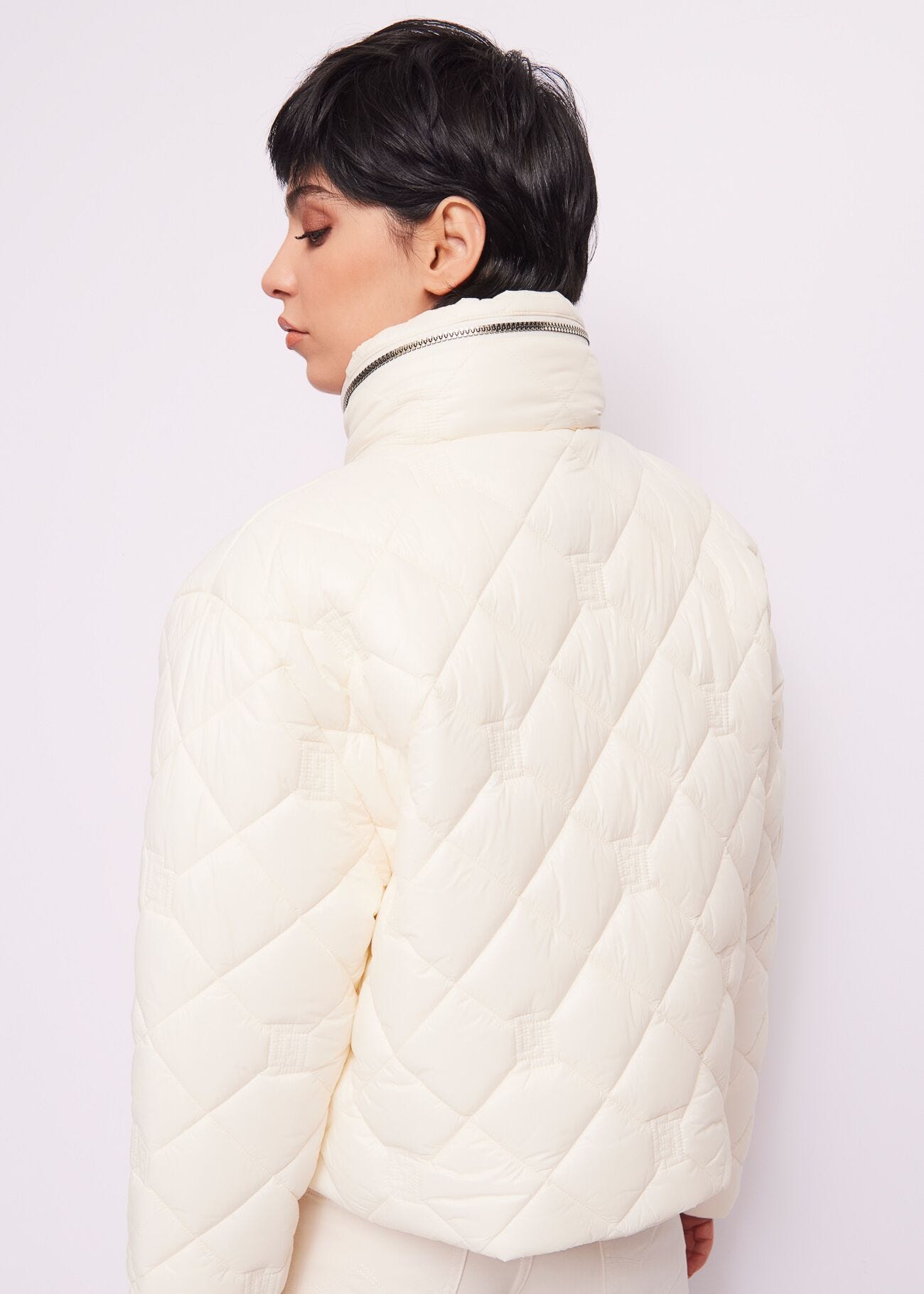 Piumino in nylon bianco con logo