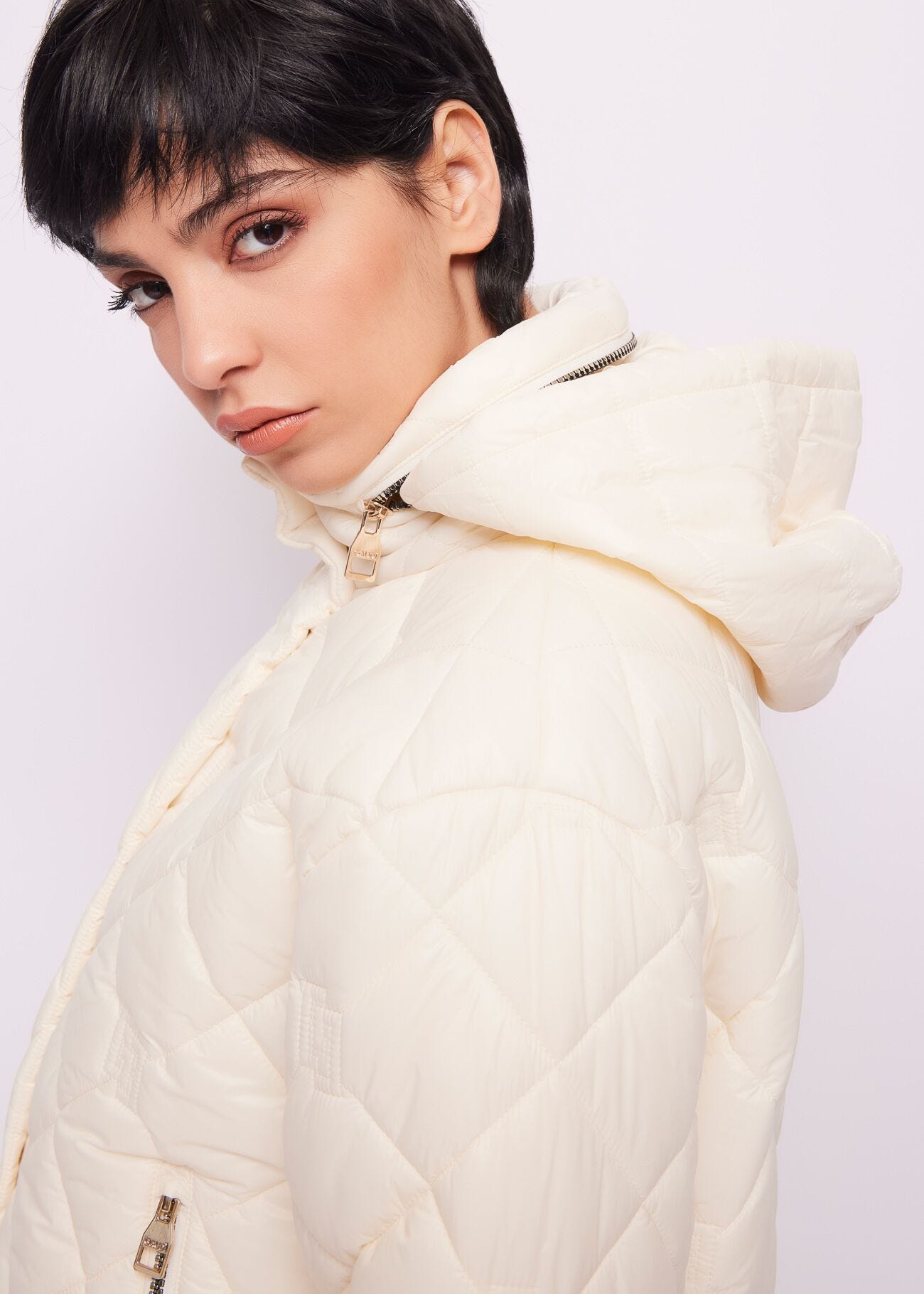Piumino in nylon bianco con logo