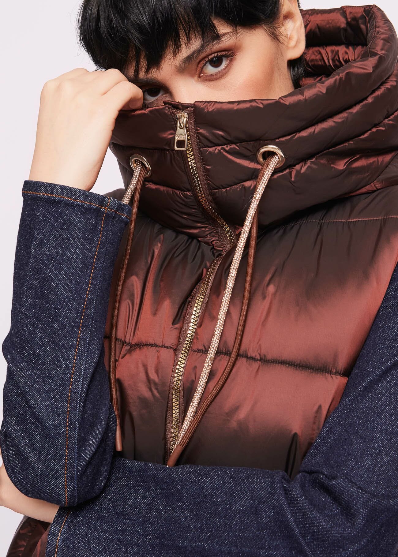 Brown nylon padded gilet