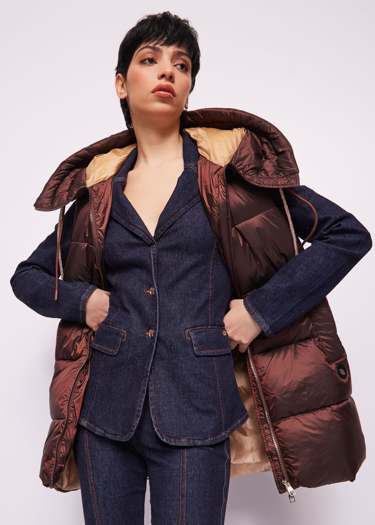 Brown nylon padded gilet