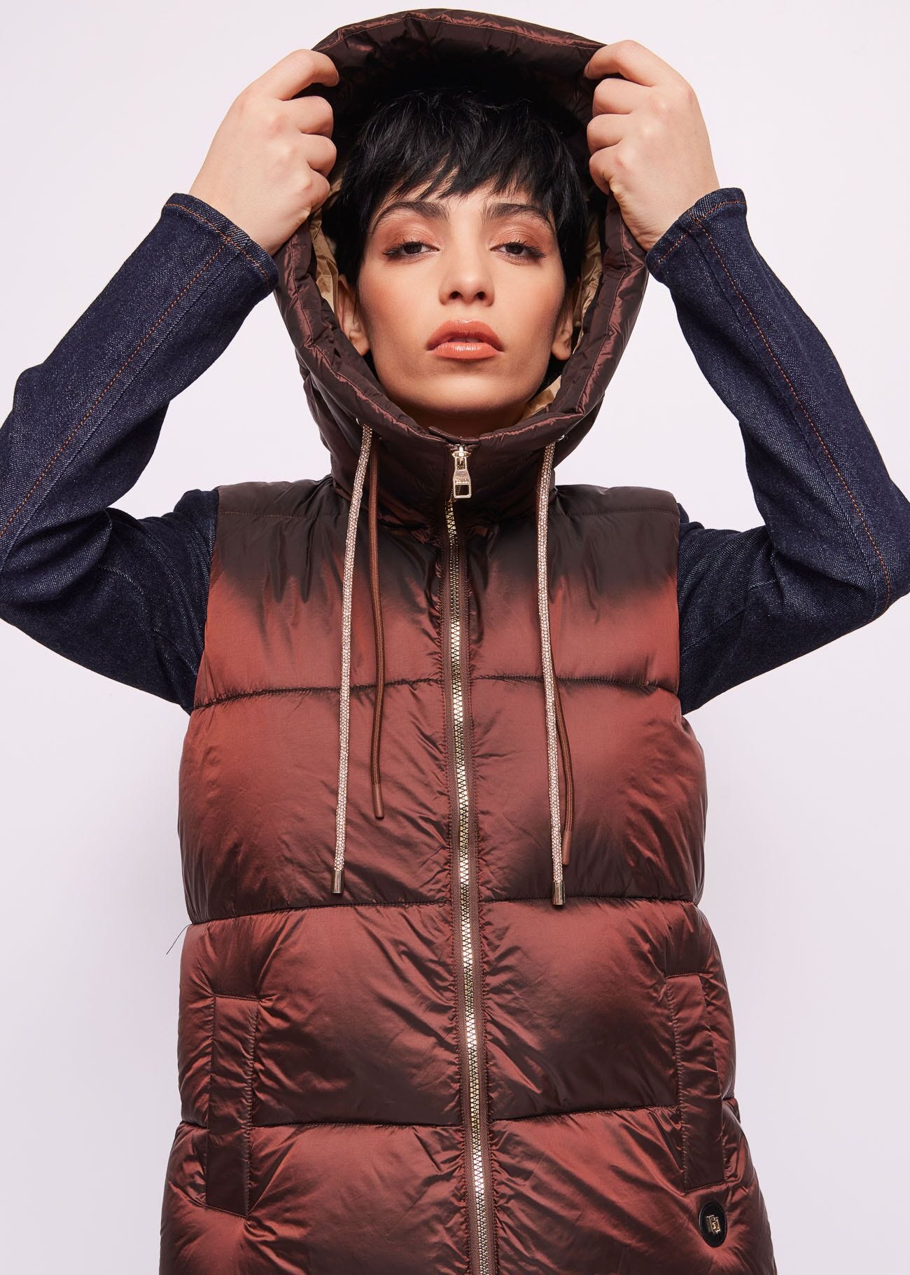 Brown nylon padded gilet