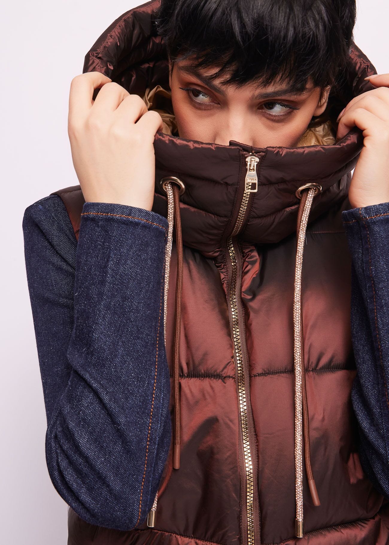 Brown nylon padded gilet