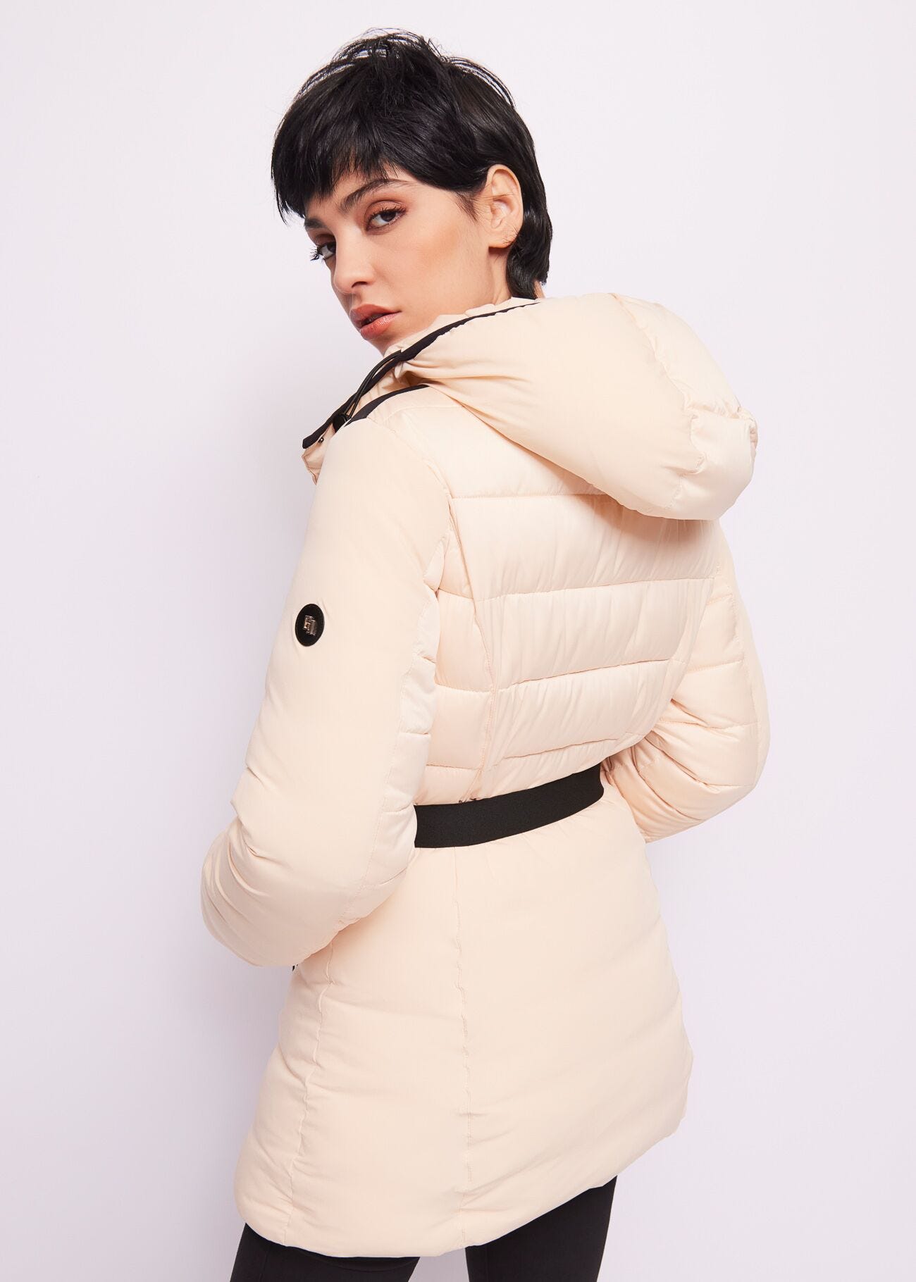 Long nylon down jacket