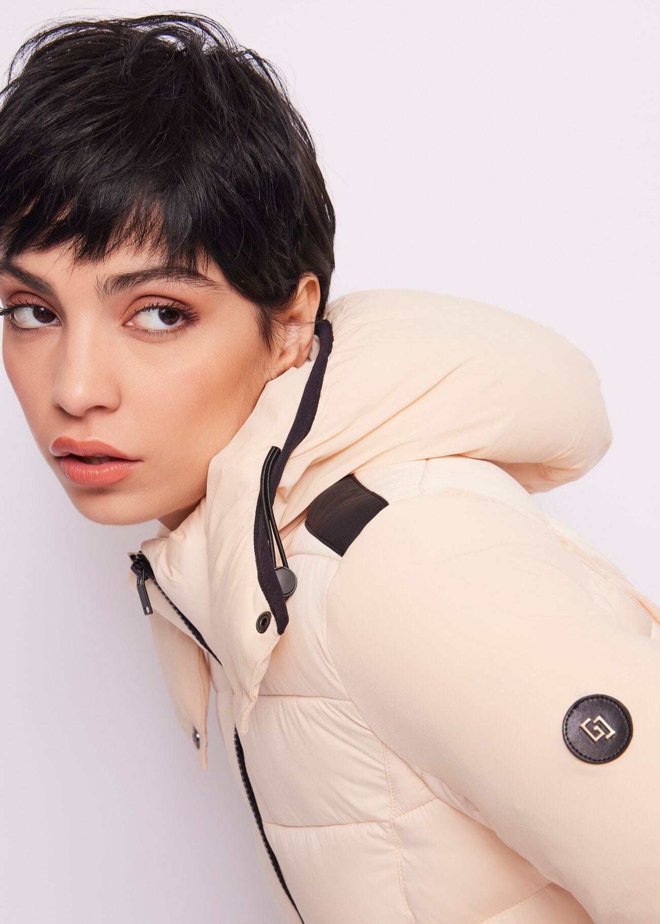 Long nylon down jacket