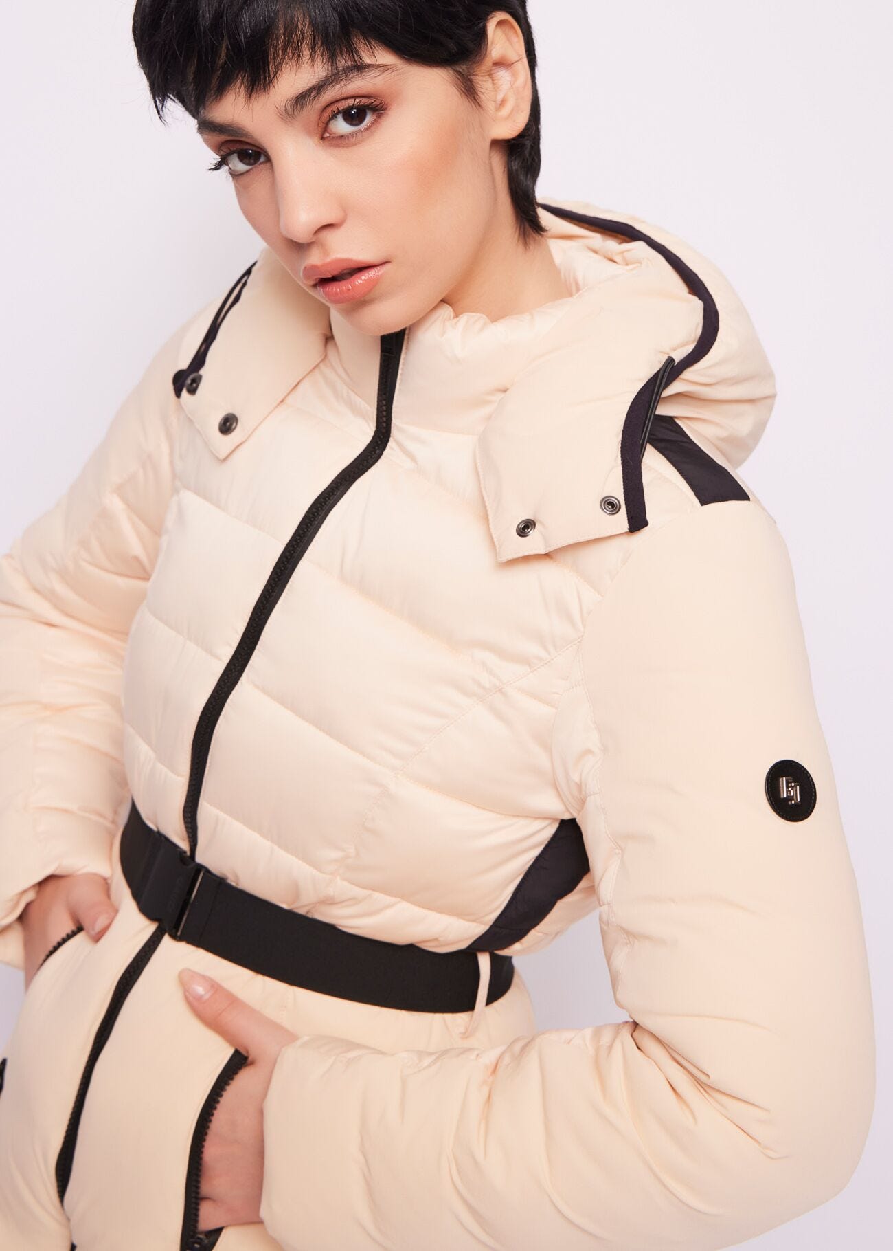 Long nylon down jacket