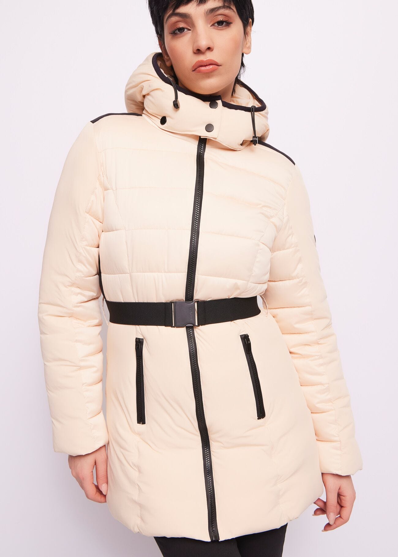 Long nylon down jacket