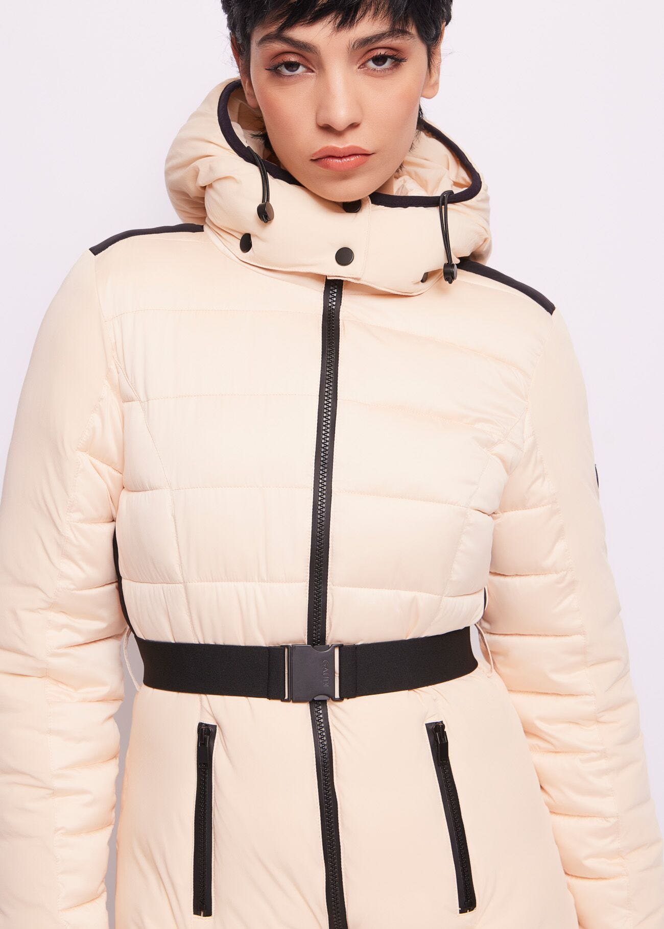 Long nylon down jacket