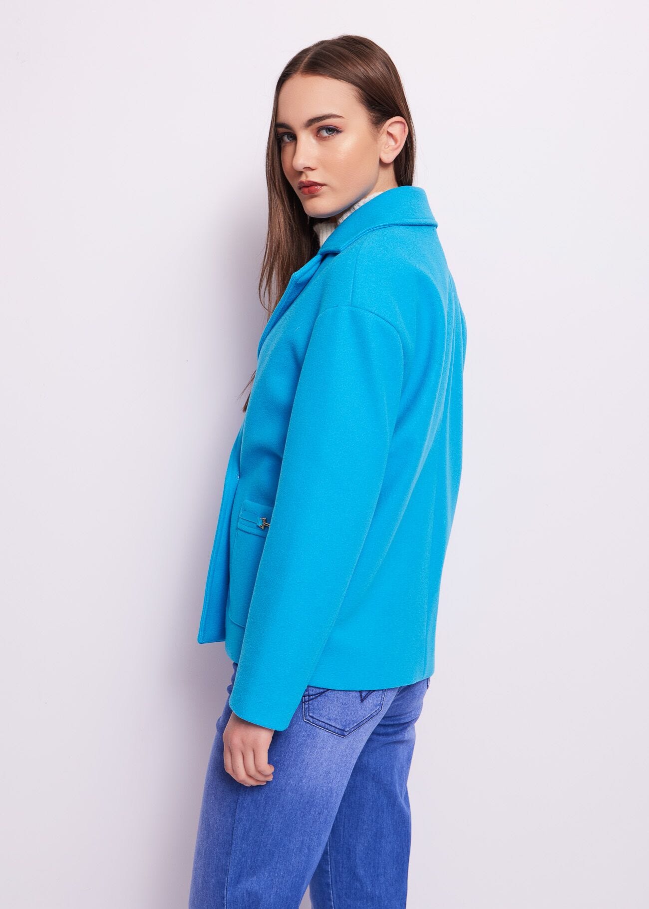 Cappotto corto blu
