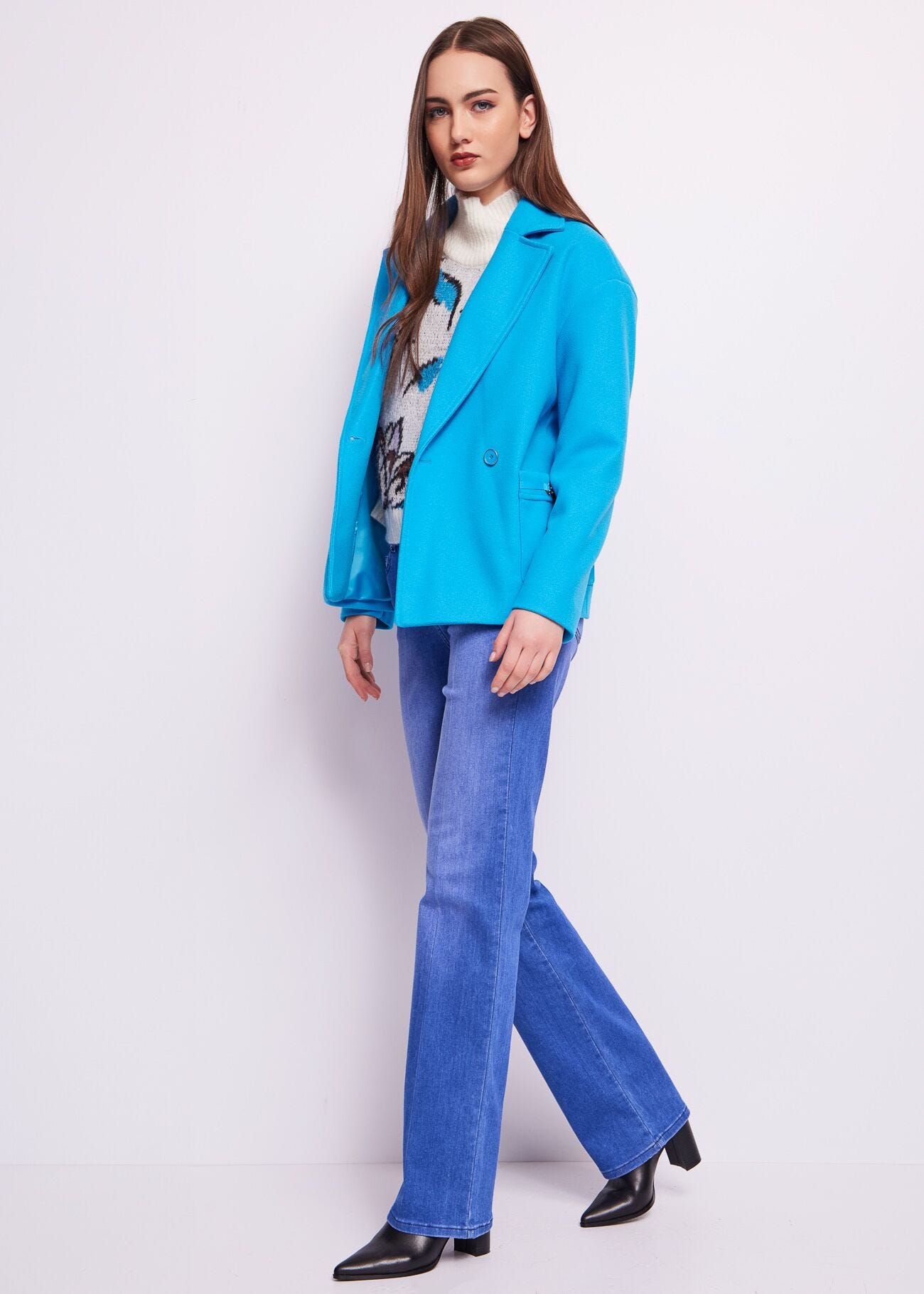 Cappotto corto blu