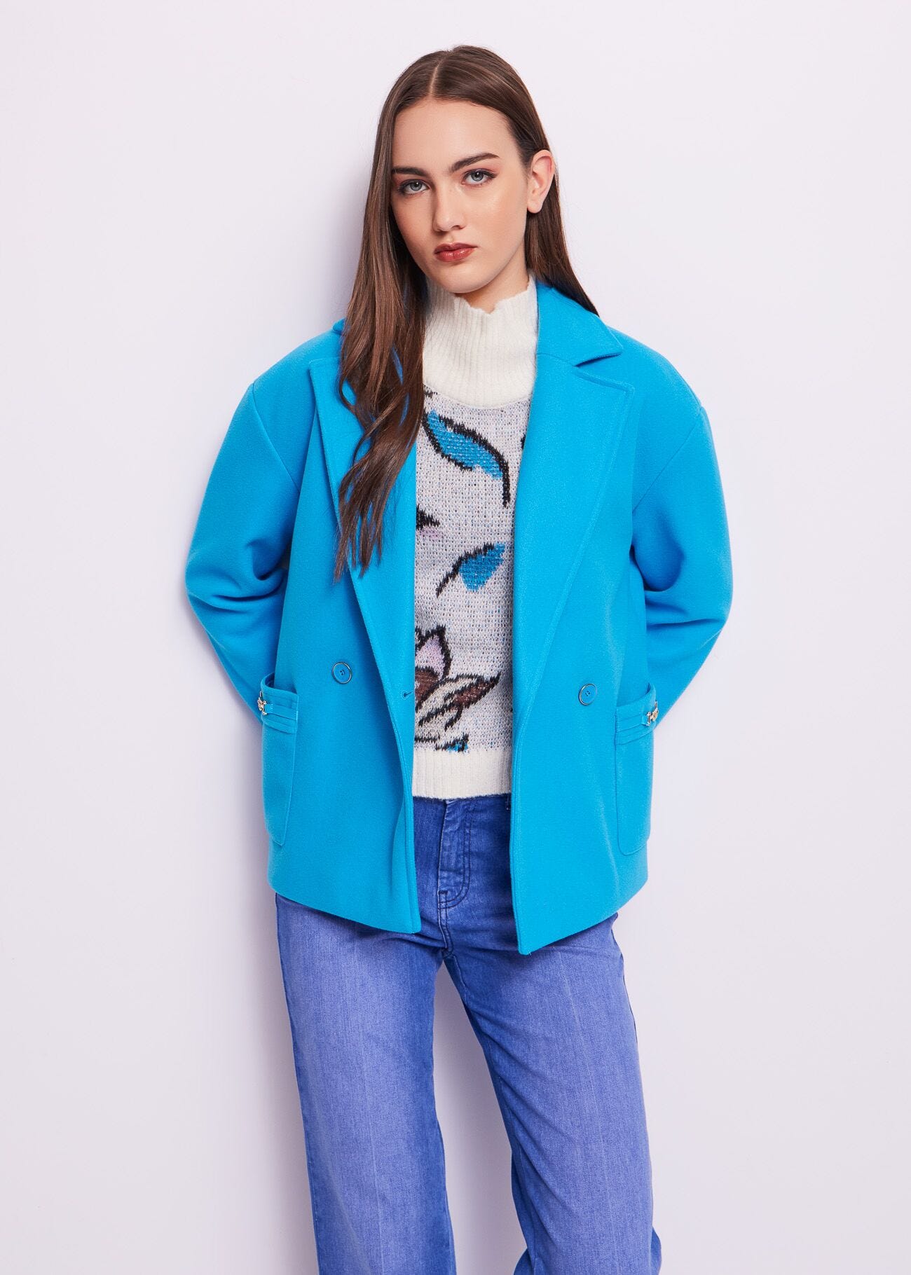 Cappotto corto blu