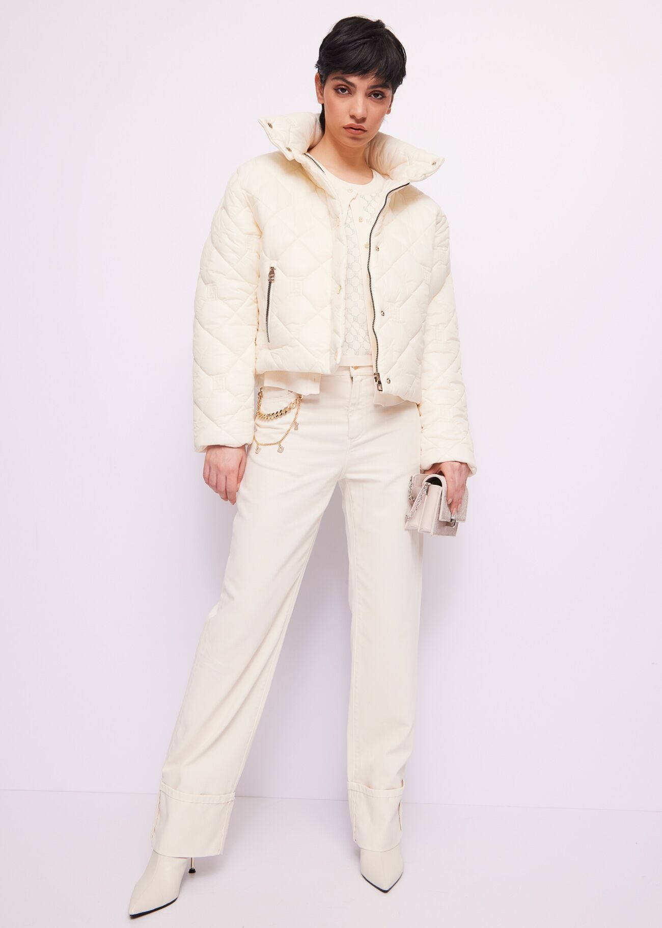 Gilet in maglia con logo e strass