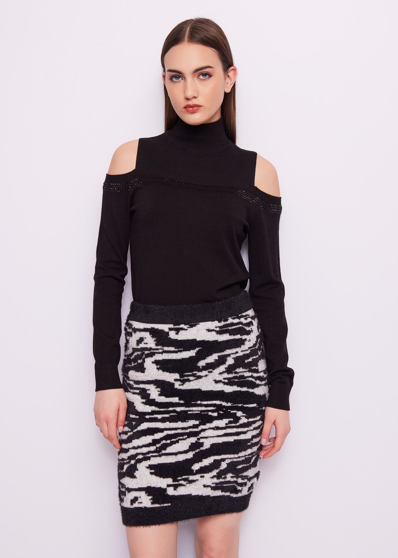 Black jumper with rhinestones