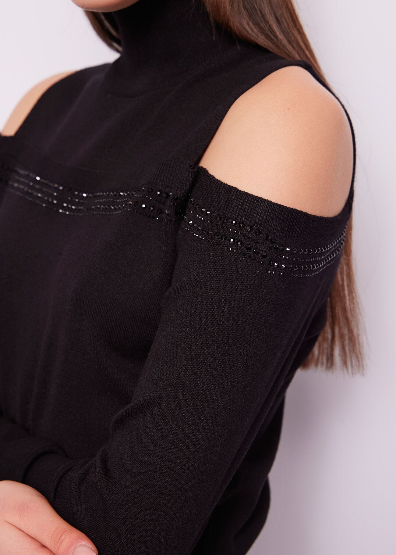 Black jumper with rhinestones