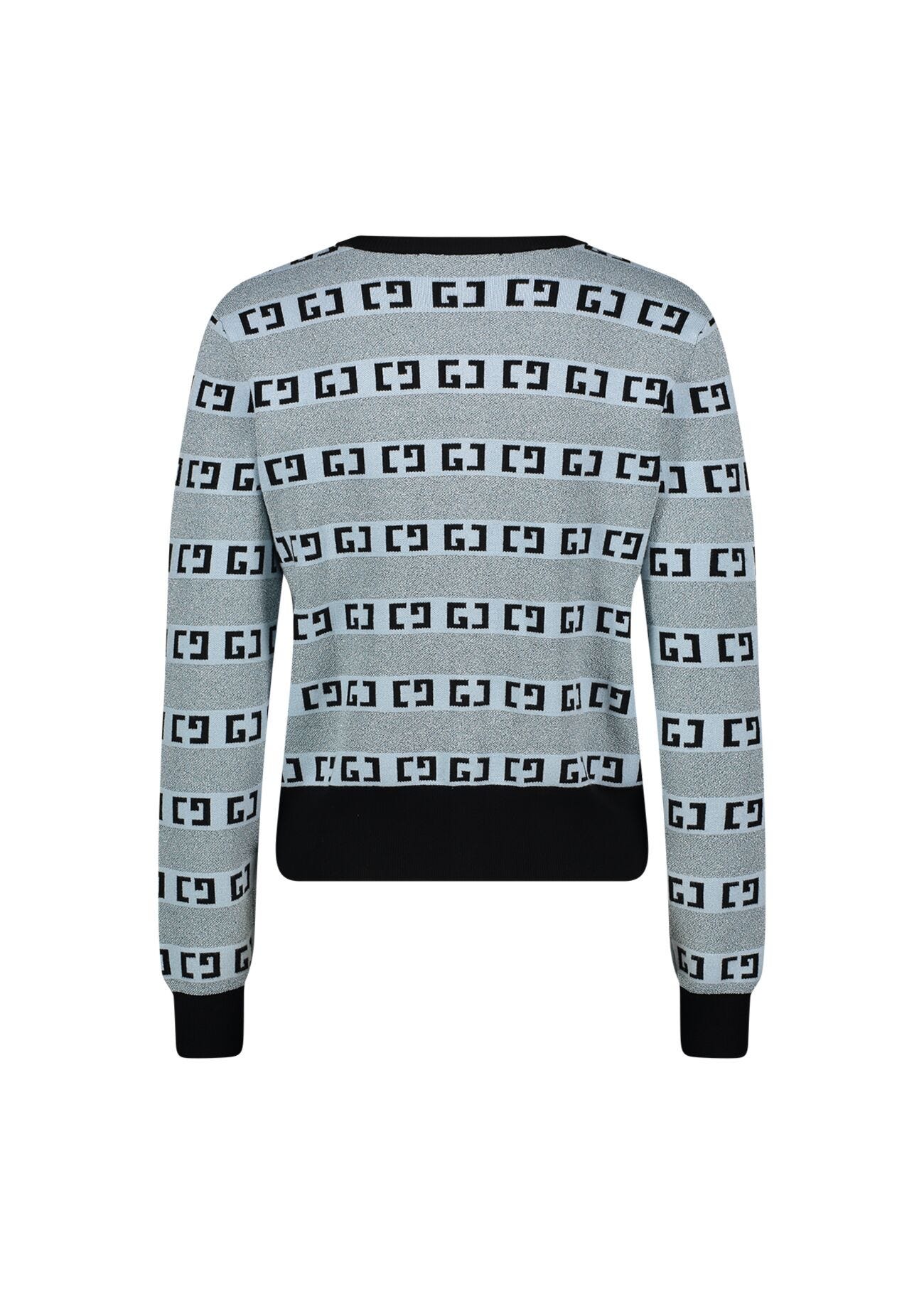 Light blue cardigan with jacquard logo