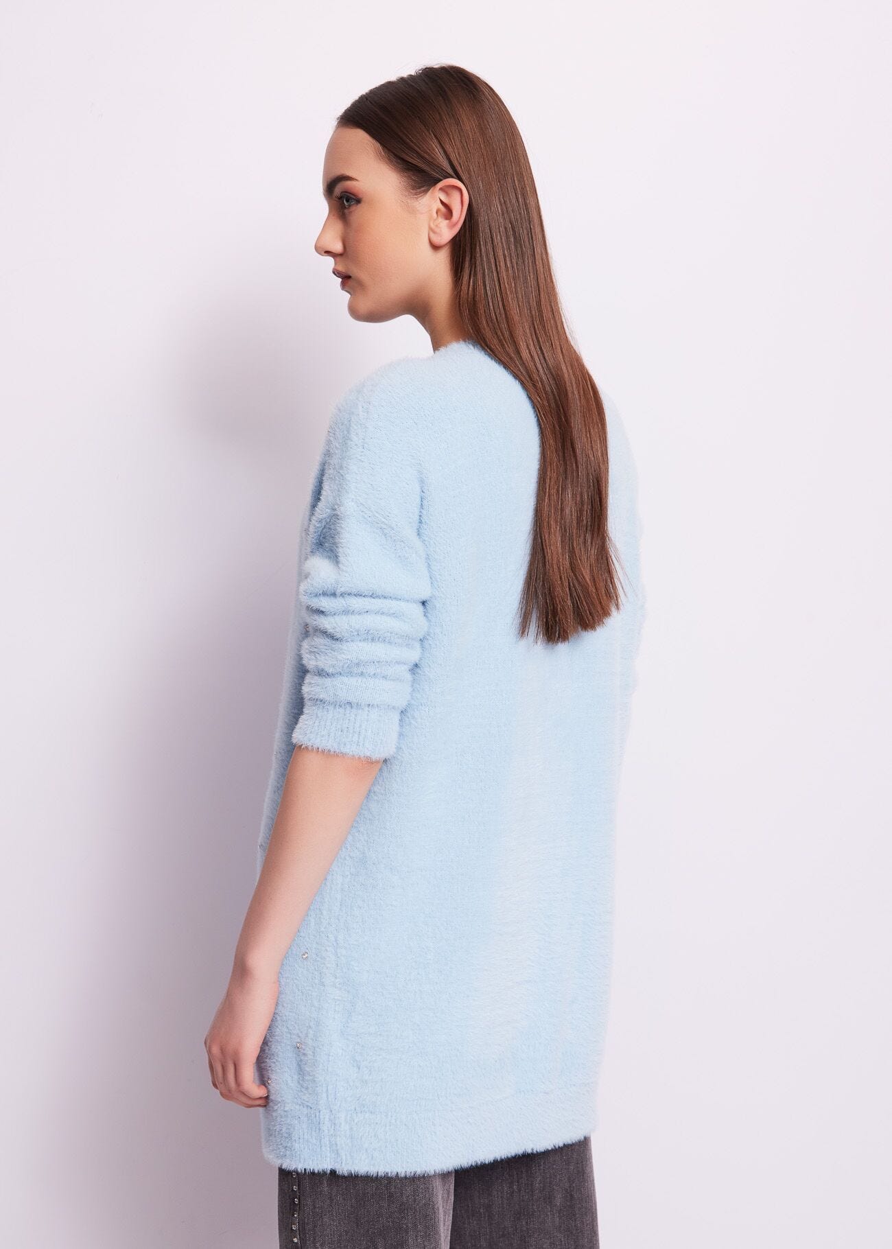 Light blue cardigan with rhinestones