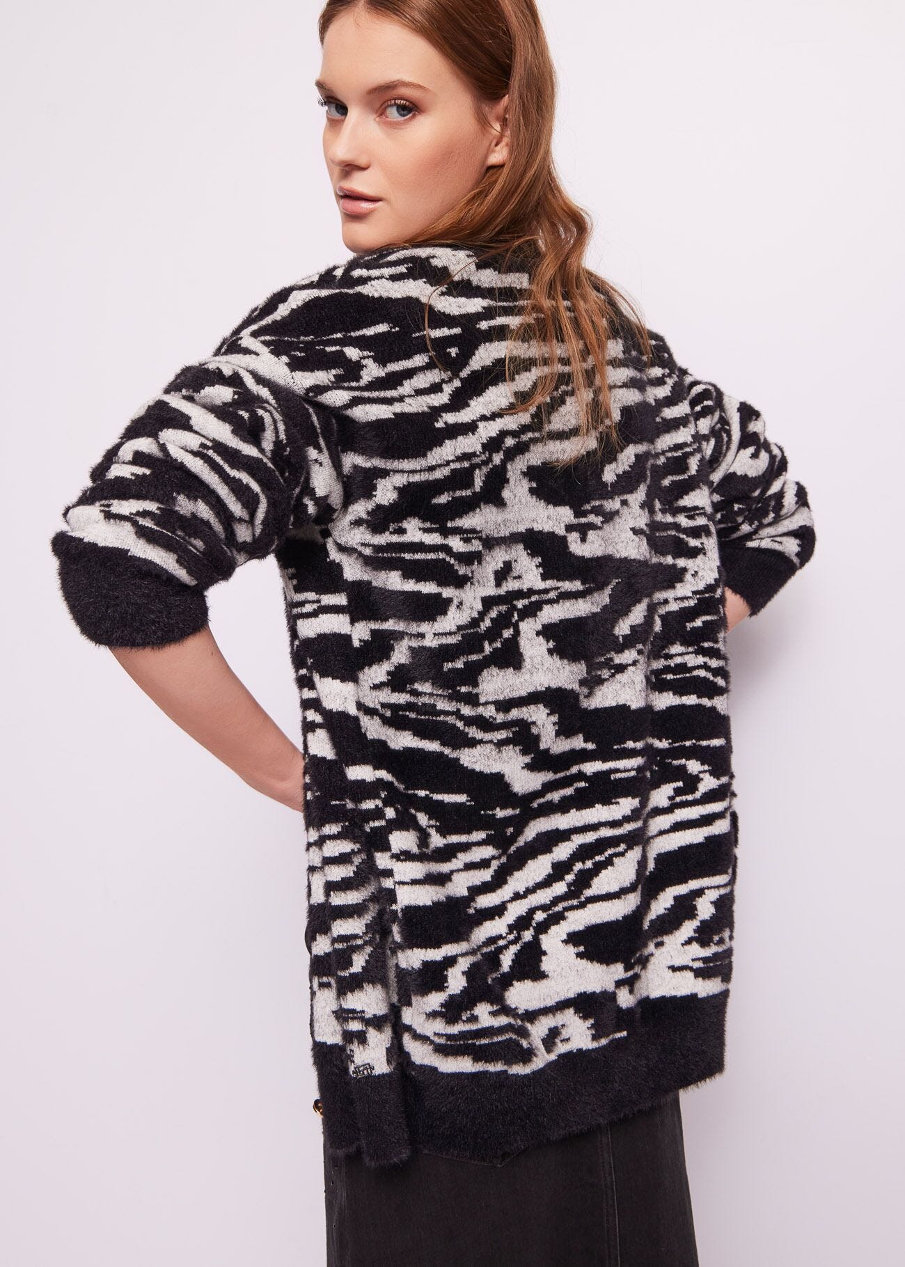 Cardigan jacquard animalier
