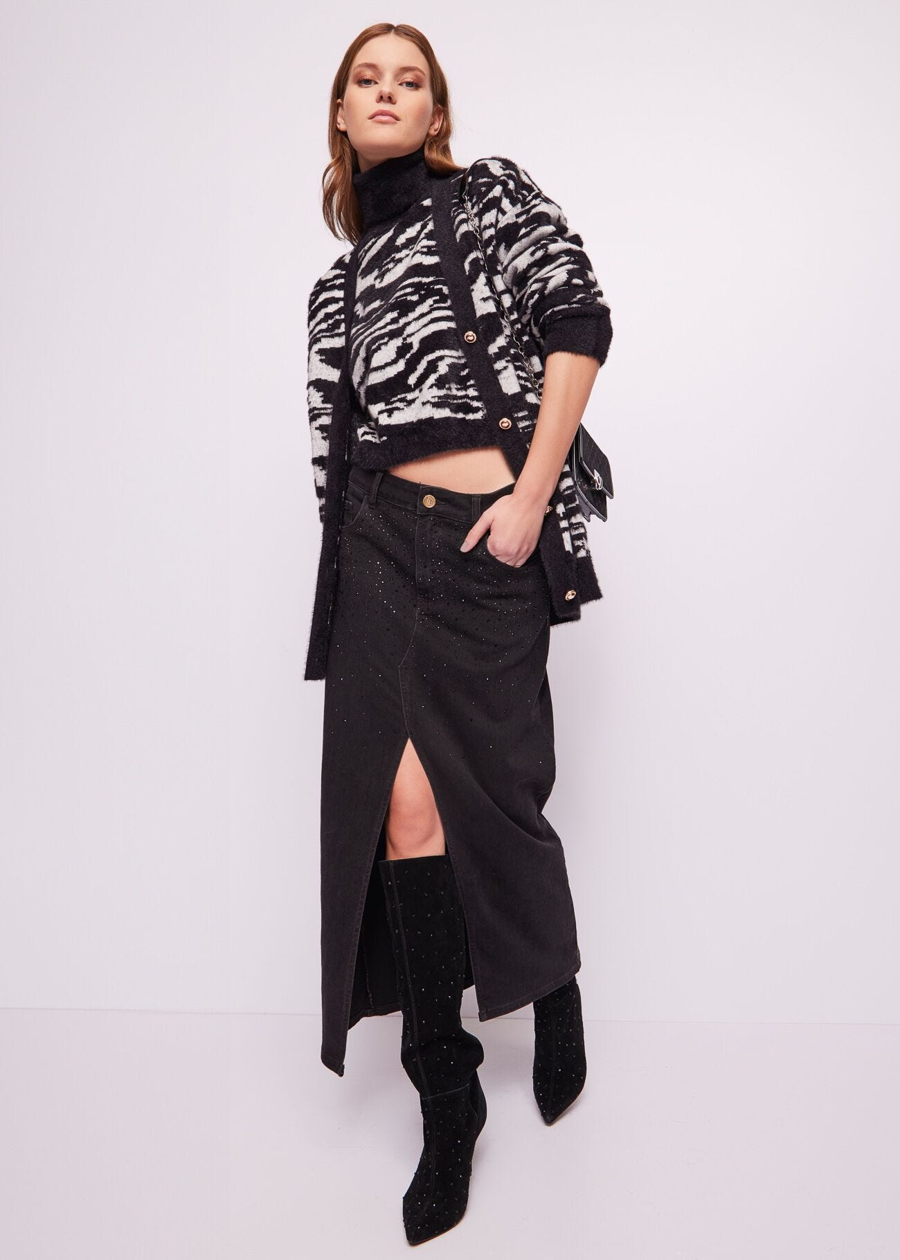 Cardigan jacquard animalier