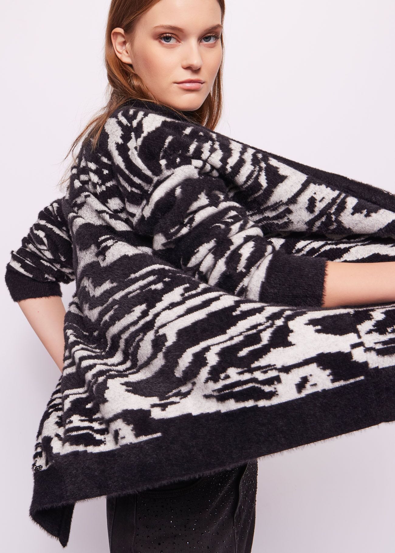 Cardigan jacquard animalier