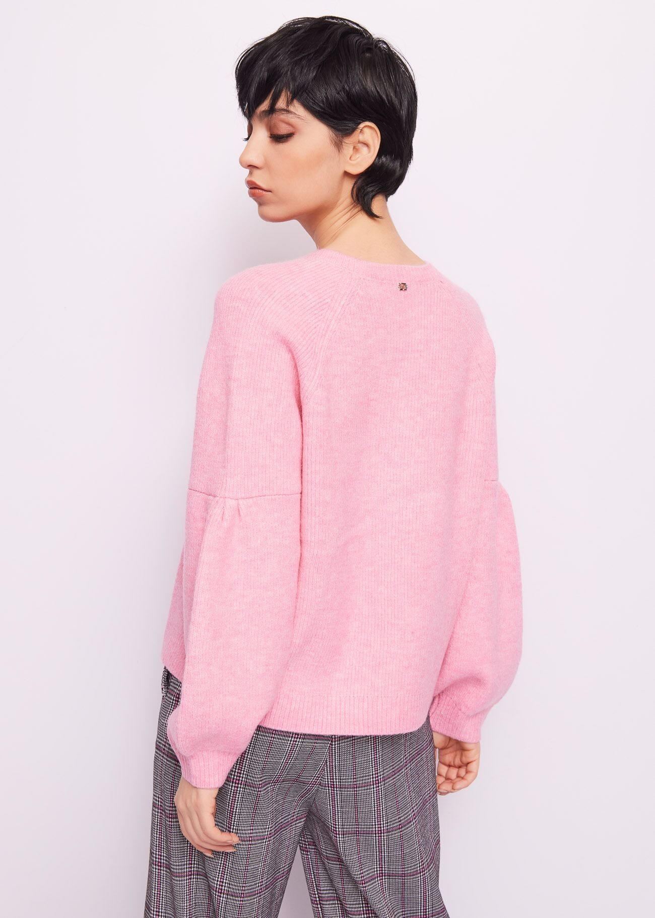 Jersey rosa acanalado fino