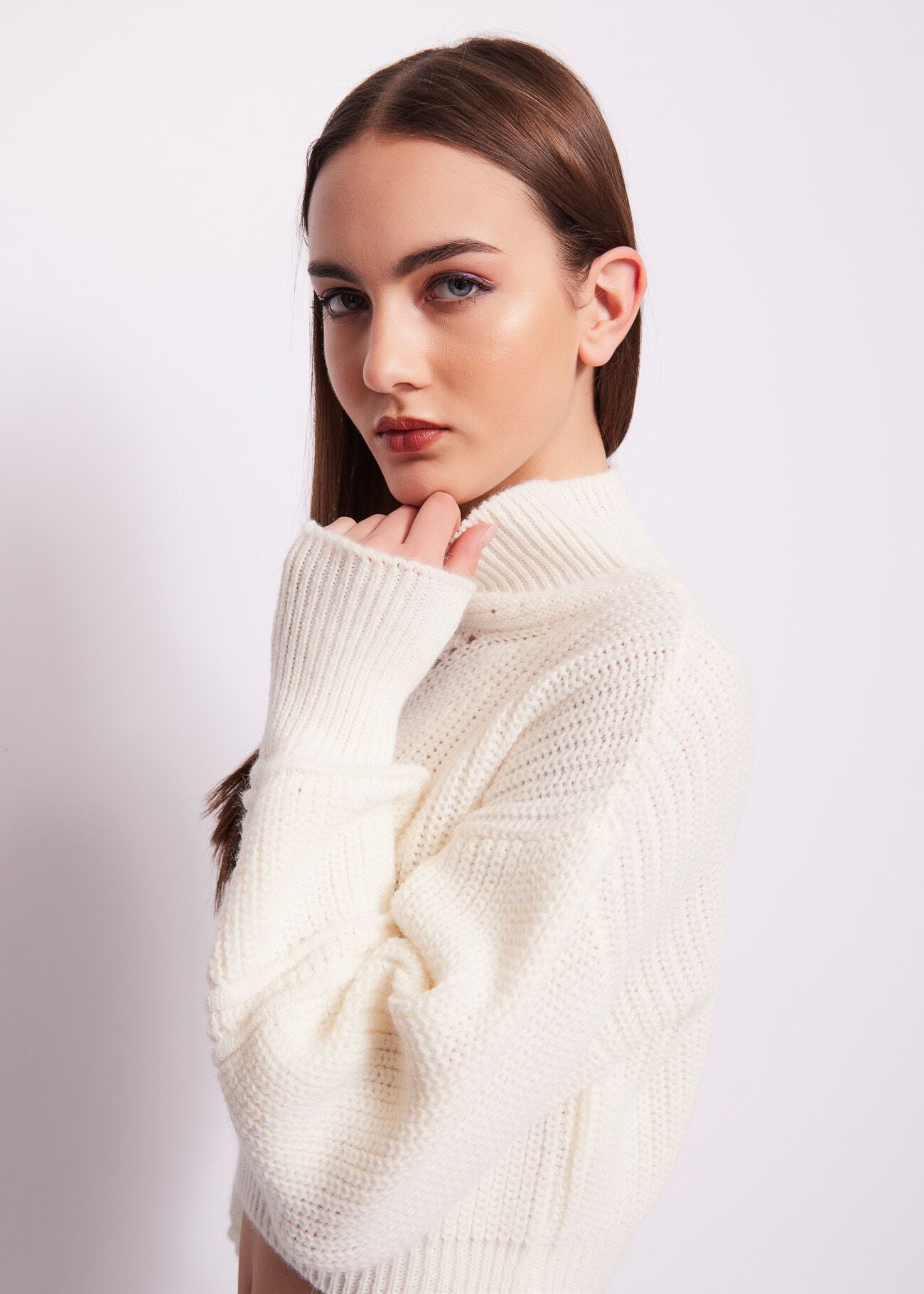 White jumper in wool and alpaca