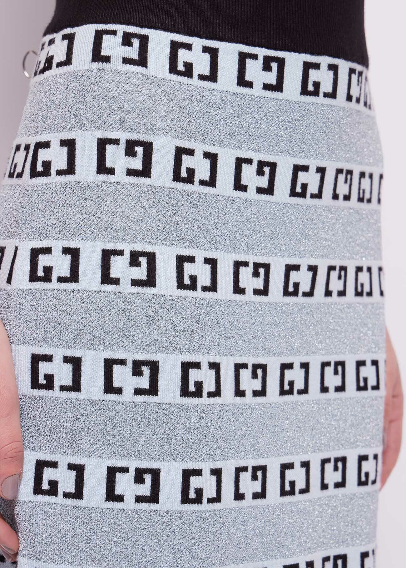 Light blue jacquard logo skirt