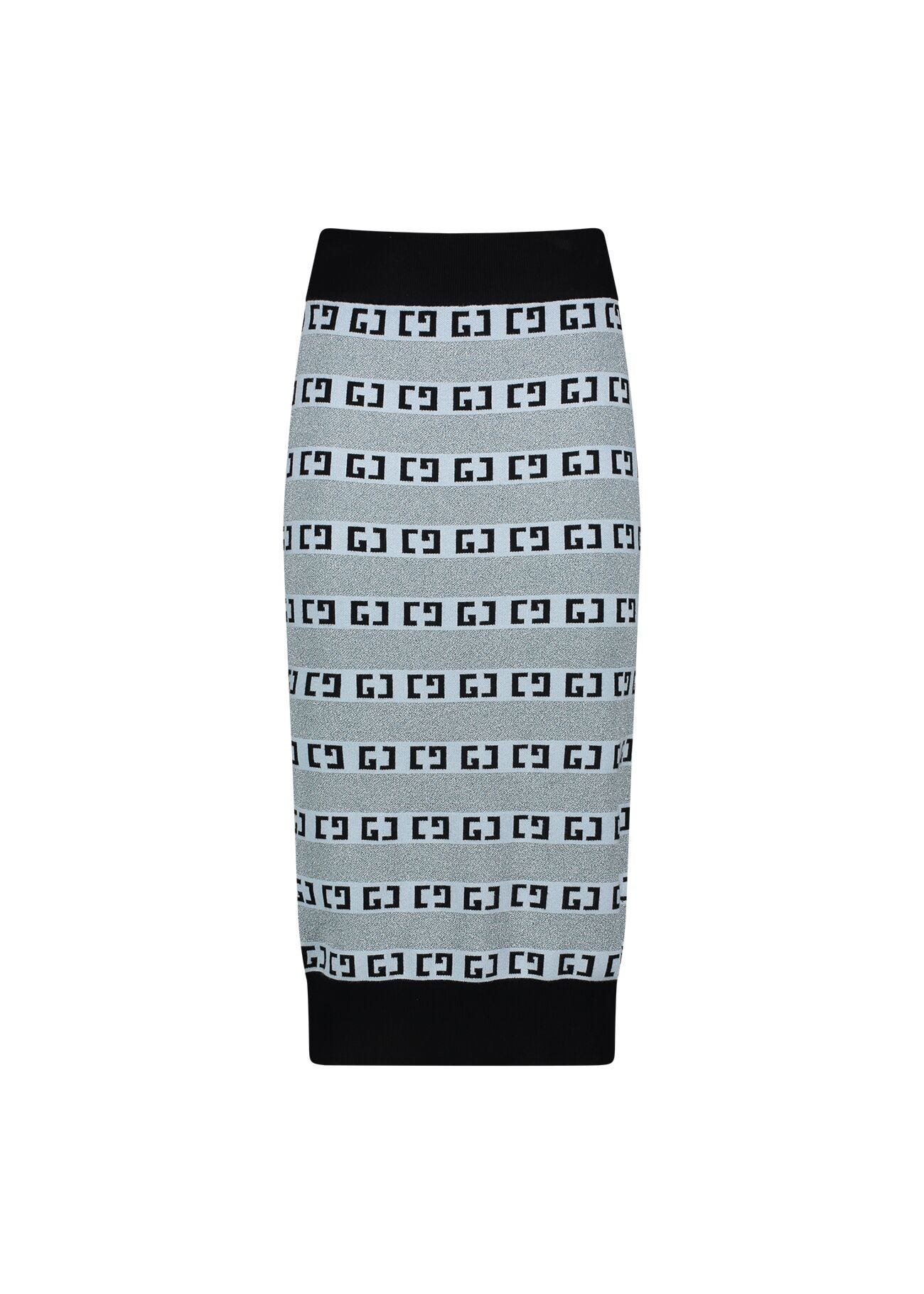 Light blue jacquard logo skirt