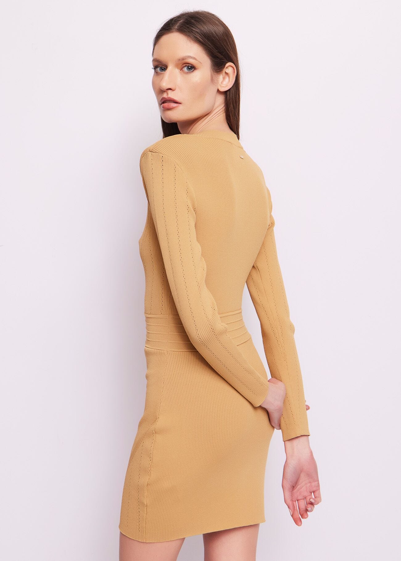 Mini abito marrone in maglia