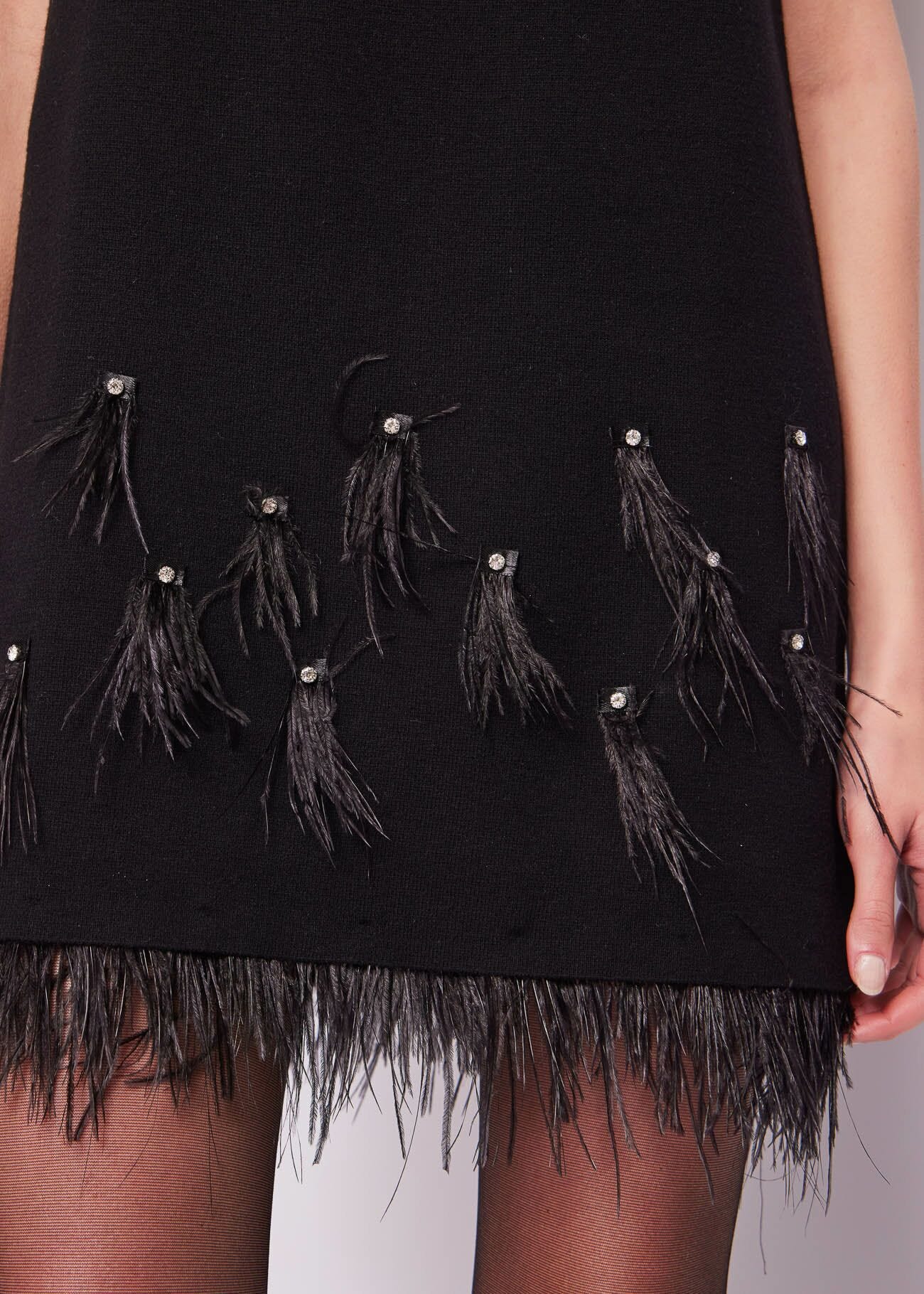 Robe en mélange de laine avec franges