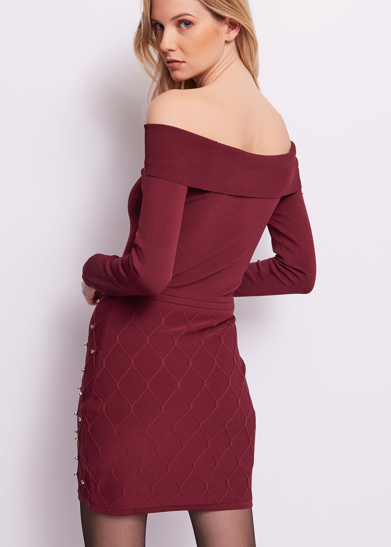 Mini abito bordeaux in maglia