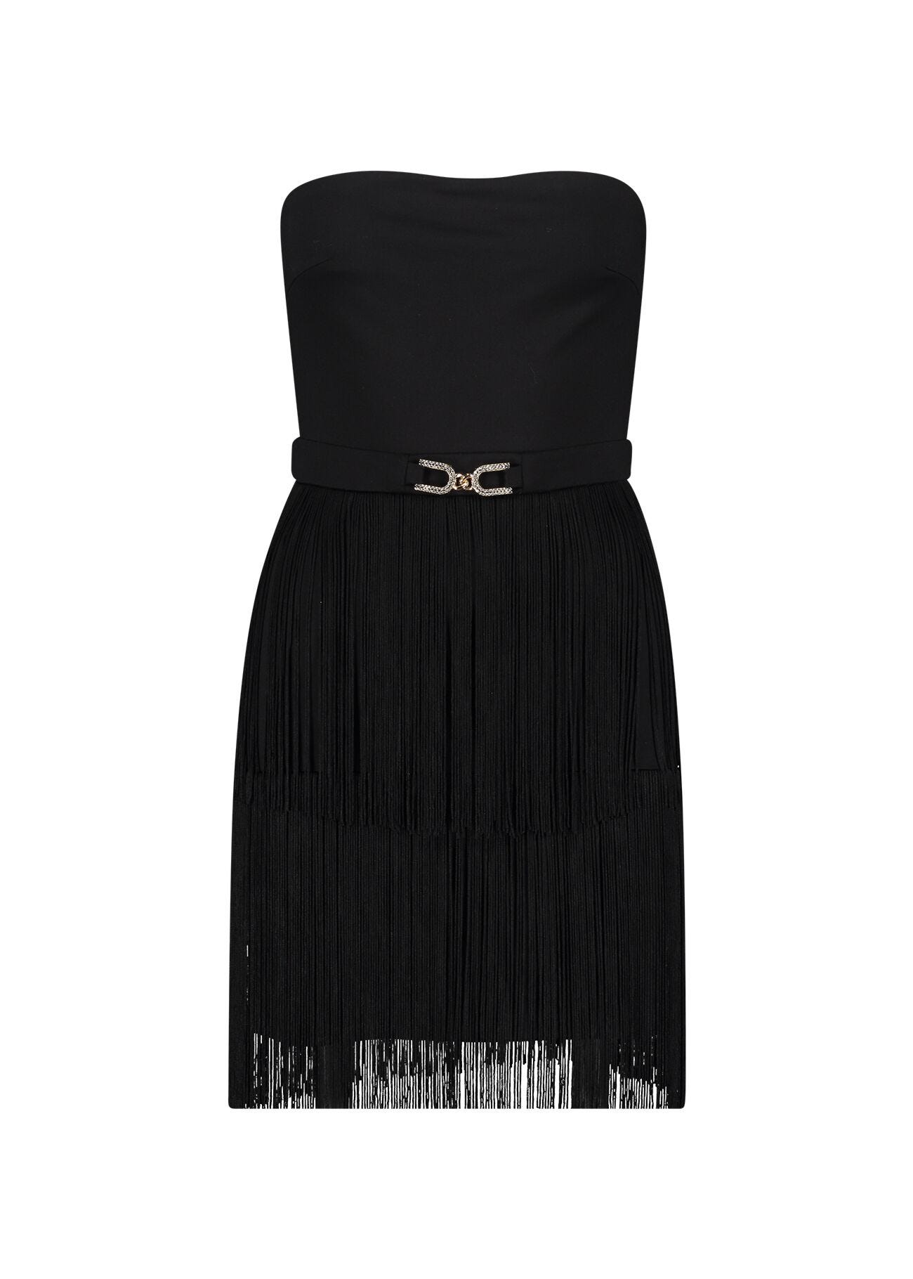 Mini-robe noire avec franges
