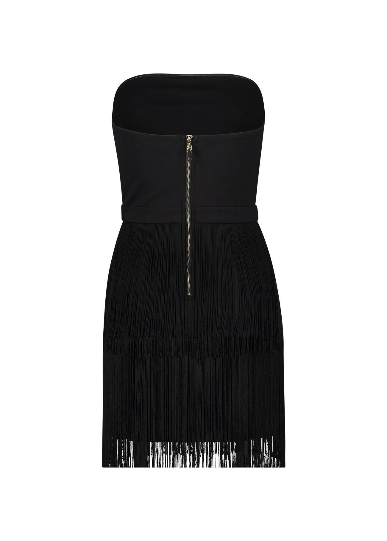 Mini-robe noire avec franges