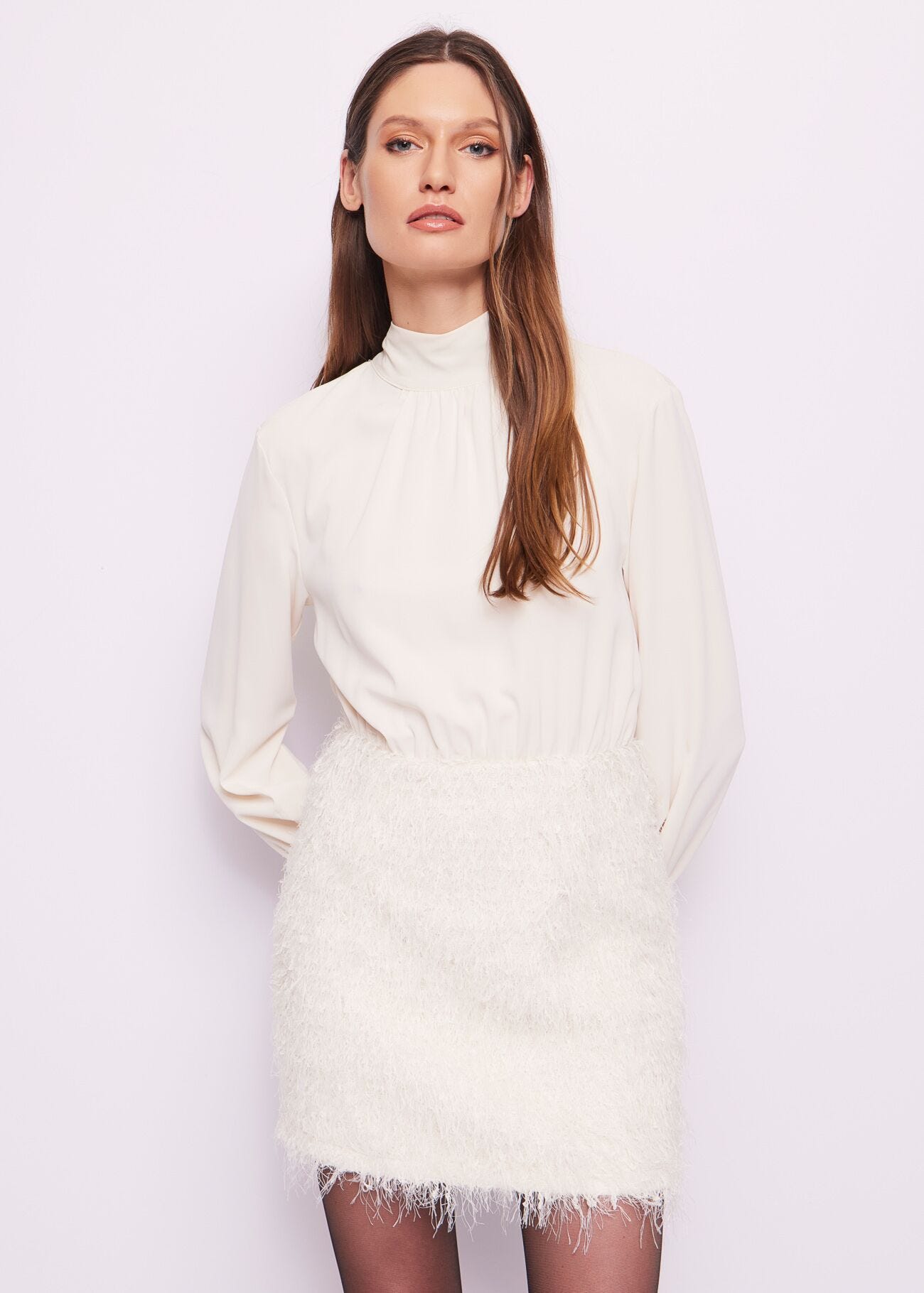 Mini abito bianco in georgette