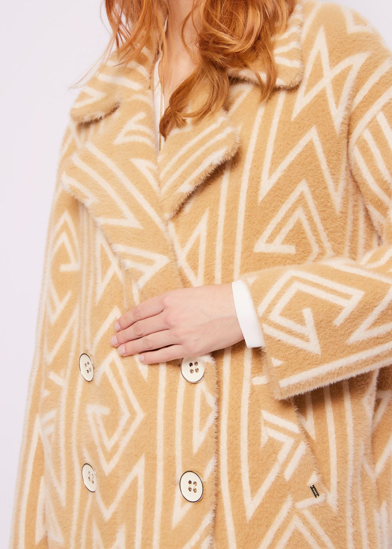 Cappotto doppiopetto jacquard