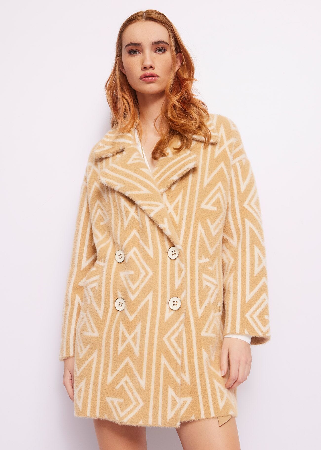 Cappotto doppiopetto jacquard