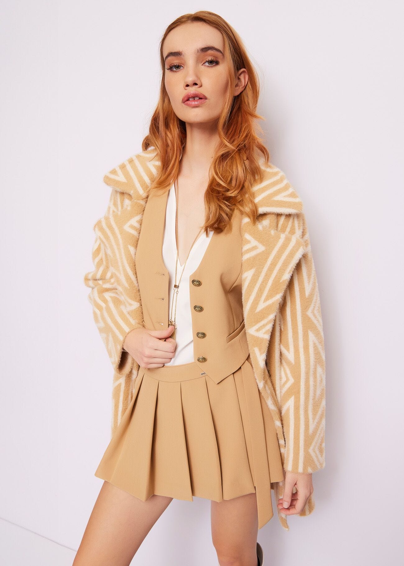 Cappotto doppiopetto jacquard