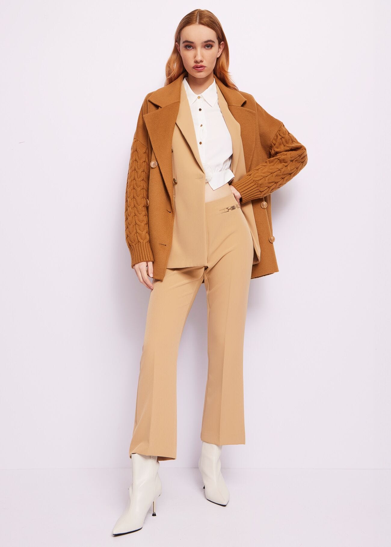Brown woolblend caban jacket