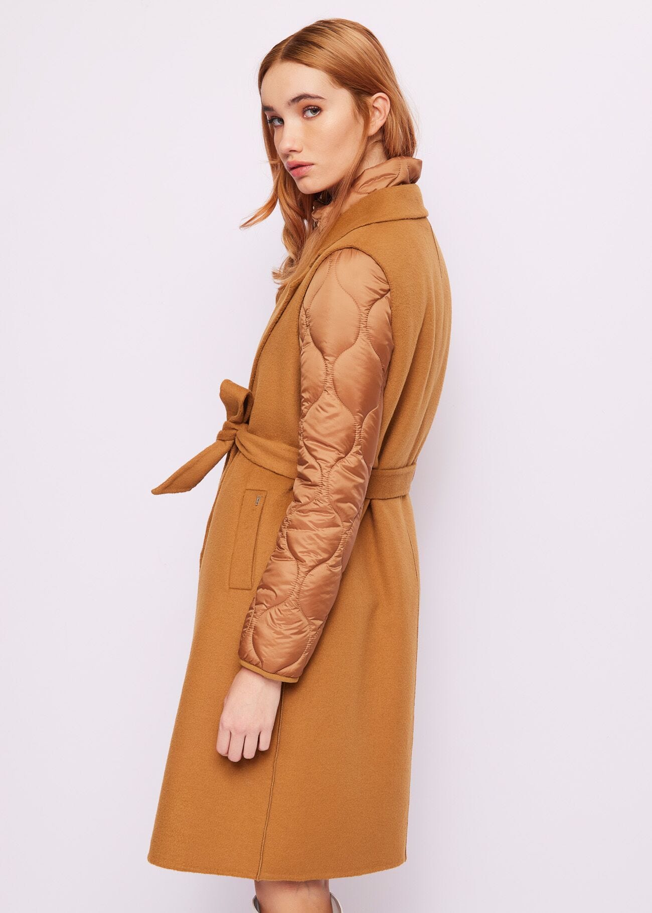 Manteau marron en laine mélangée