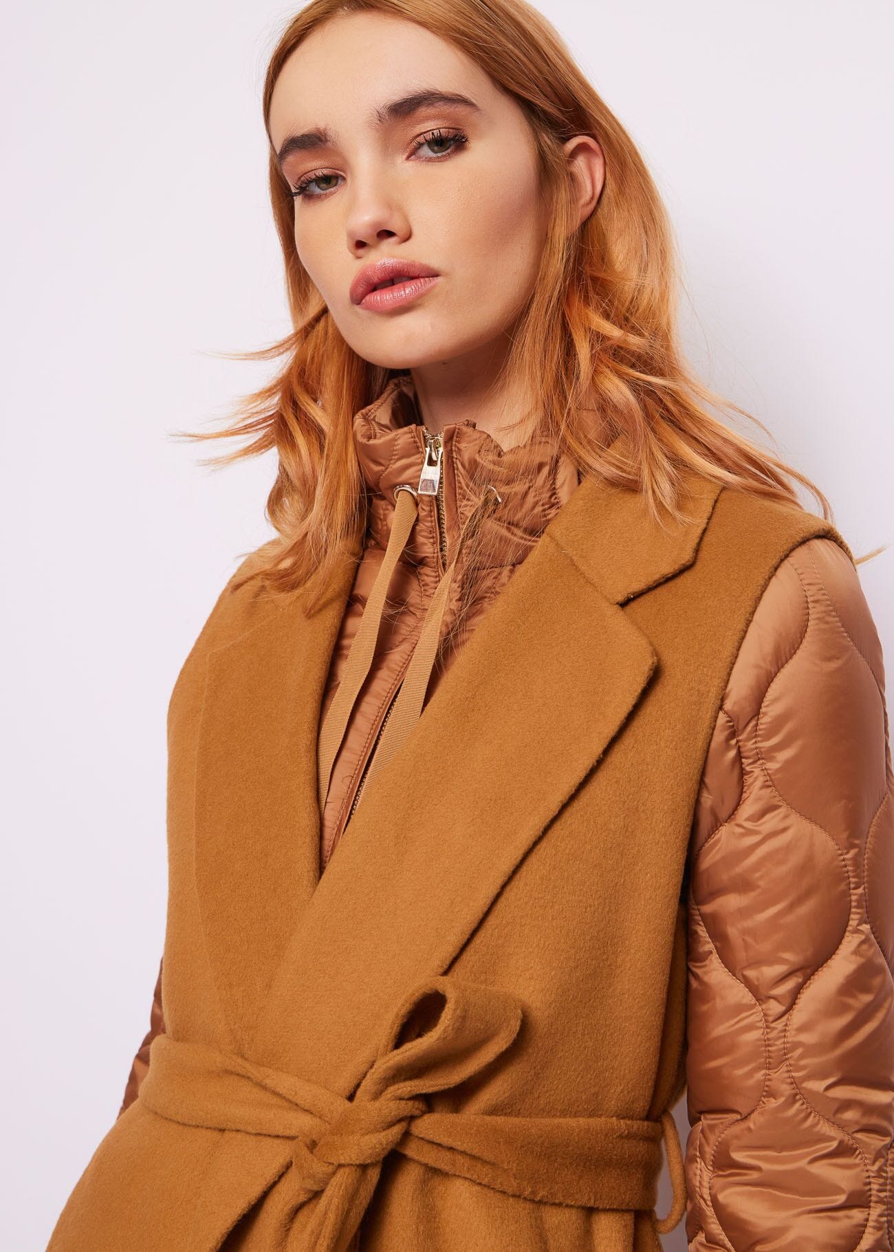 Manteau marron en laine mélangée
