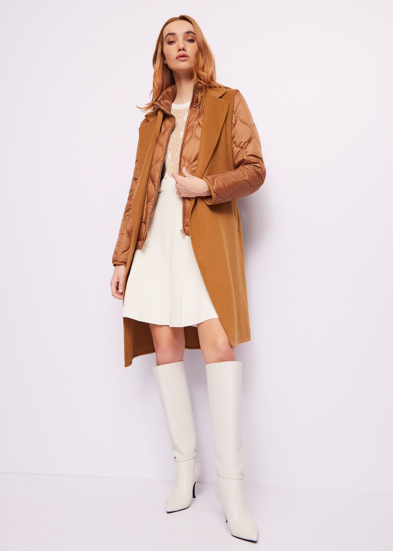 Manteau marron en laine mélangée