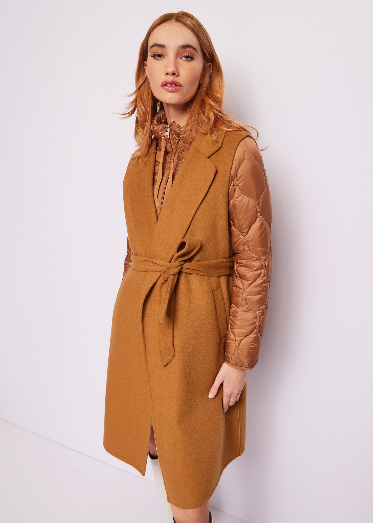 Manteau marron en laine mélangée